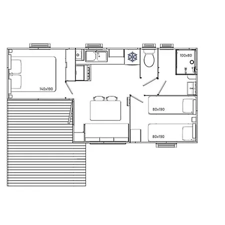 Mobil 5 Pers A Avec Terrasse - Api-1-52-587 キャンプ場